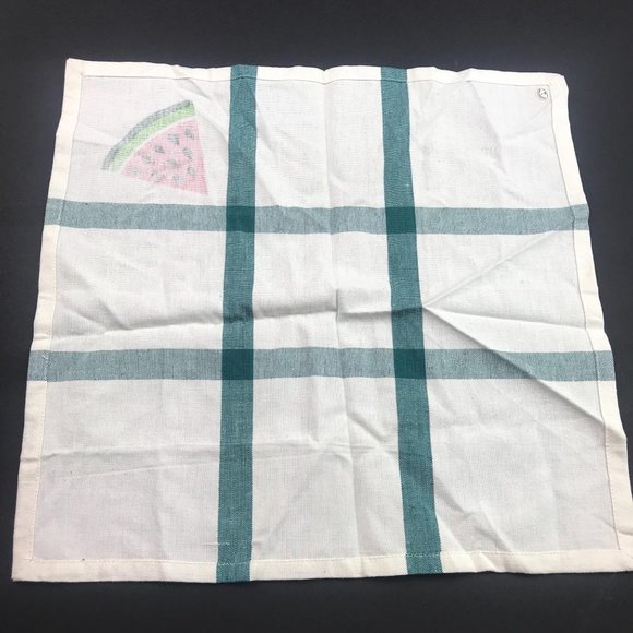 Watermelon Slice Summer Green Plaid Napkins Table Decoration Set Of 8 - Picture 2 of 5